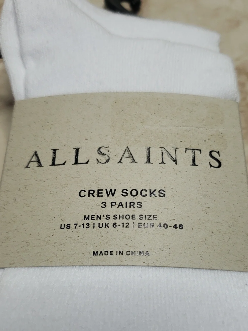 All Saints Men's White Crew Socks - 3 Pack